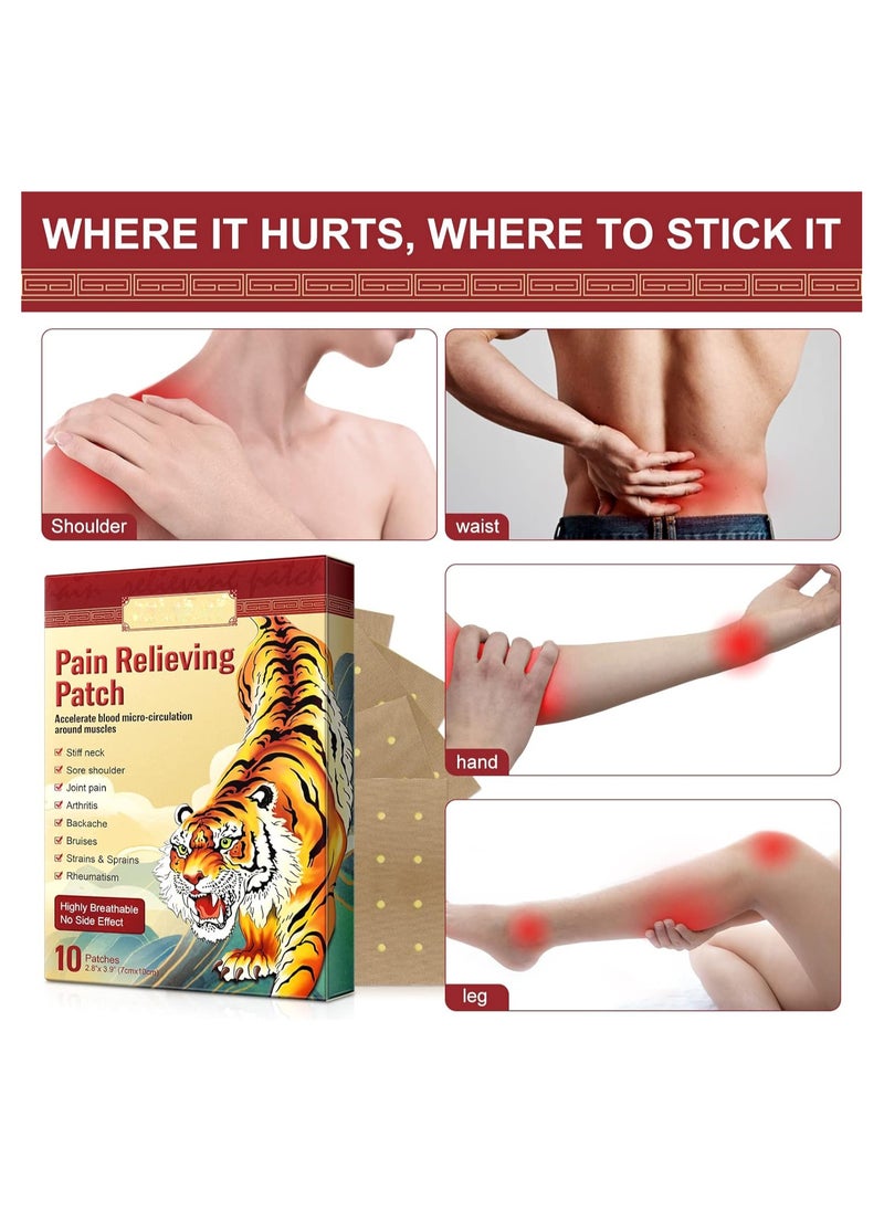 SYOSI - Pain Relief Patches (20 Patches), Chinese Tiger Patch, Tiger Balm for All Parts of Body, Shoulder Pain, Back Pain, Knee Pain, Arthritis Pain, Bone Pain Relief Back Pain Patch, Targeted Pain Relief - Image 1