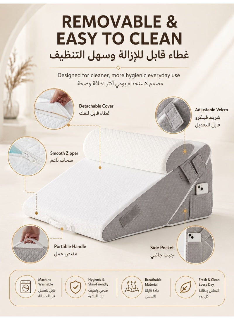 Three sheep Wedge Pillows, Adjustable Bed Wedge Cushion Set for Relieving Back Pain, Acid Reflux and Snoring, Memory Foam Back Support Pillow for Sleeping, Pregnancy and Postoperative Care - Image 3