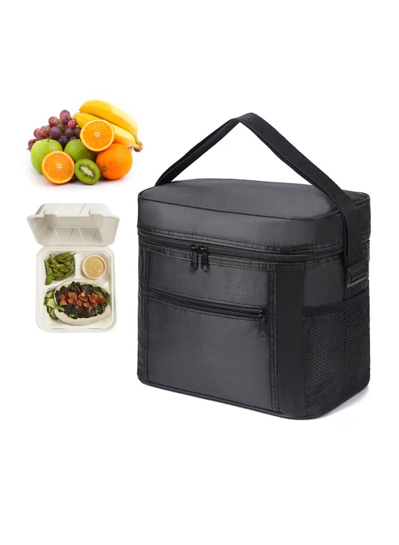 SYOSI SYOSI Lunch Bag, 11L, Insulated Reusable Lunch Bags, Cooler Bag Thermal Lunch Tote Bags, Foldable Picnic Cooler Waterproof Leak-Proof for Outdoor Beach Camping BBQ Travel, Black - Image 1