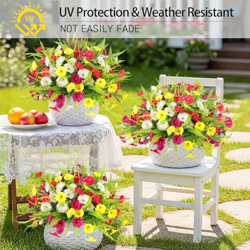 HIAGROW Artificial Flowers for Outdoors 12 Bundles Artificial Petunias Fake Flowers UV Resistant Shrubs Plants with Fern for Indoor Outside Hanging Planters Home Garden Spring Summer Decorations - Image 2
