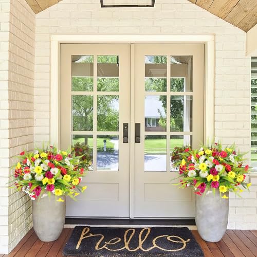 HIAGROW Artificial Flowers for Outdoors 12 Bundles Artificial Petunias Fake Flowers UV Resistant Shrubs Plants with Fern for Indoor Outside Hanging Planters Home Garden Spring Summer Decorations - Image 5