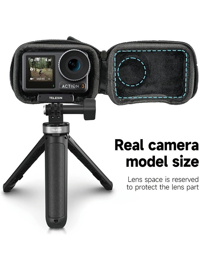 TELESIN Mini Carry Case Lens Protector for DJI Action 4 Action 3 Insta 360 Ace Insta360 Ace Pro Accessories, Mini Protective Carrying Bag Half Zipper for DJI Osmo Action Selfie Stick Tripod Accessory  - Image 3