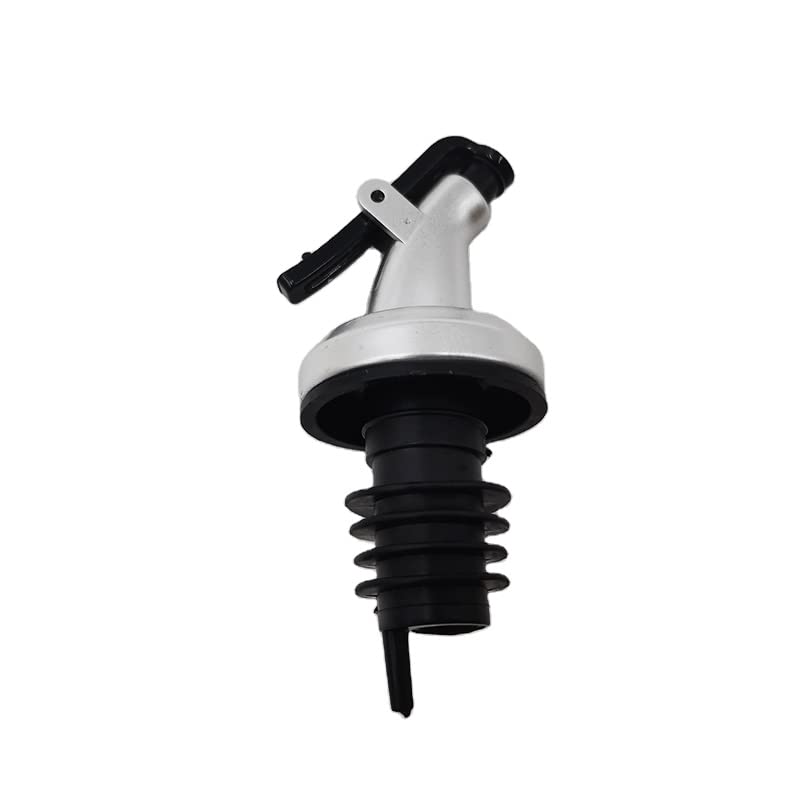 Winkelen Oil Dispenser Cap only for Glass Bottle, Stainless Steel Free Flow Bottle Liquor Wine Oil Pourer for Bar, Restaurants, Kitchen (Pack of 6) (Silver & Black) - Image 2