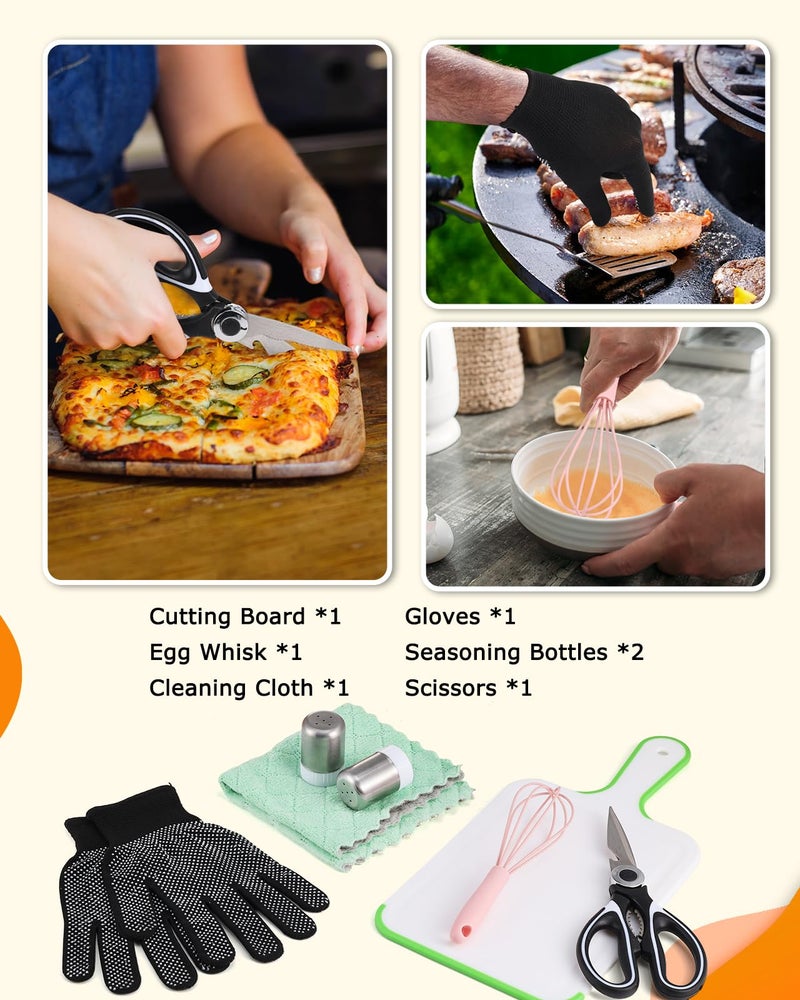 Hozzen Camping Cooking Utensil Set - 33 Pcs Camping Cookware Set, Portable Car Camp Essentials for Cooking and Grilling,Ideal Gift for RV Tent Camper, Picnics, BBQs, Parties - Image 4