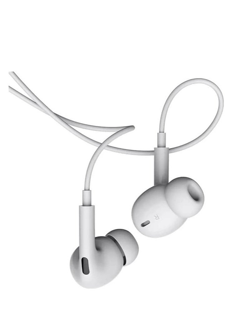 Type-C Earphones with Wired Headset Panel Has Microphone And Volume Control Keys In Ear Wired Handsfree Heavy Bass Sound Quality Music Hi Fi Stereo Headsets For Huawei Phone & All Others (White) - Image 2