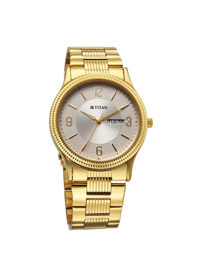 TITAN Men Analog Display Watch With Gold Stainless Steel Strap - 1650YM11