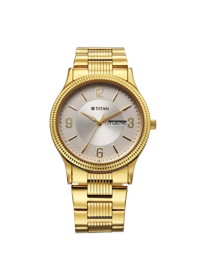 TITAN Men Analog Display Watch With Gold Stainless Steel Strap - 1650YM11