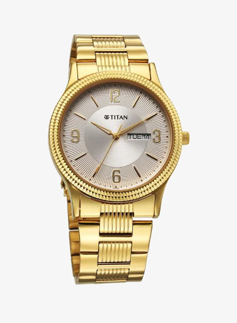 TITAN Men Analog Display Watch With Gold Stainless Steel Strap - 1650YM11