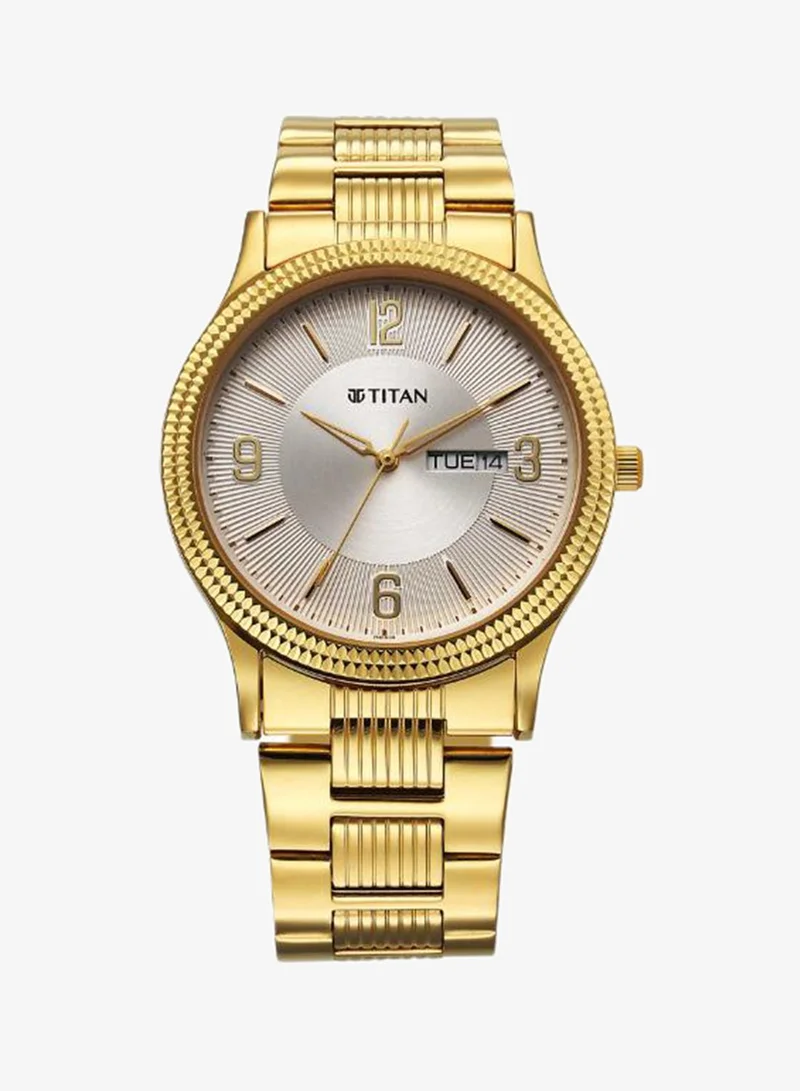 TITAN Men Analog Display Watch With Gold Stainless Steel Strap - 1650YM11
