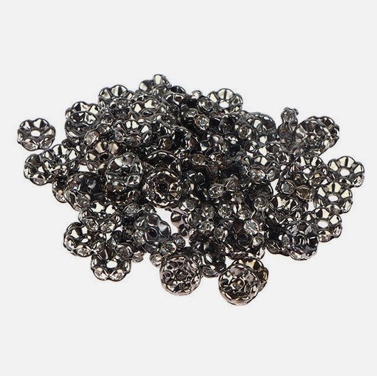 Generic Silver Gold Plated Rhinestone Spacers 4-12mm Plating gun black wave edge 