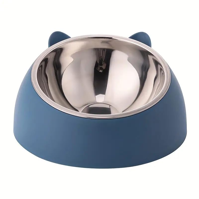 Onprix Stainless Steel Cat and Dog Bowl Tilted 15° Elevated Cat Bowls Non Spill Kitten Puppy Food Bowl Slanted Dog Bowl for Pets Dog Feeder Feeding Bowl (Blue) - Image 1