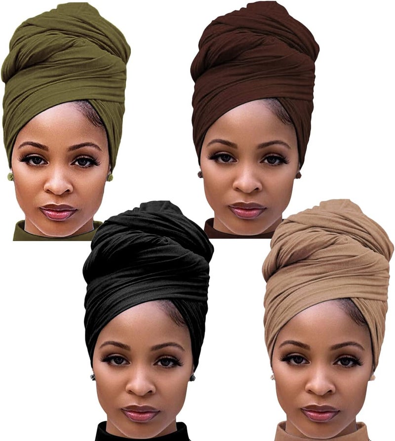 Harewom Head Wraps for Black Women Stretch Head Scarf Long African Hair Wraps Turban Headwraps Jersey Headbands - Image 1