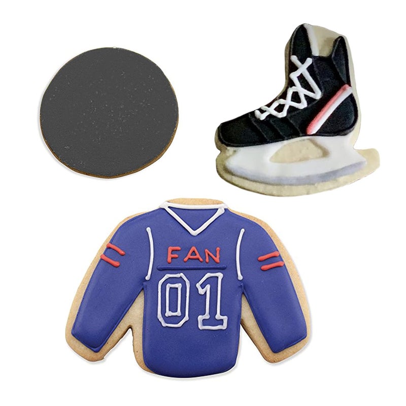 Ann Clark Cookie Cutters Ann Clark Cookie Cutters 3 Piece Ice Hockey Set with Recipe Booklet Jersey Hockey Skate and Puck  - Image 2