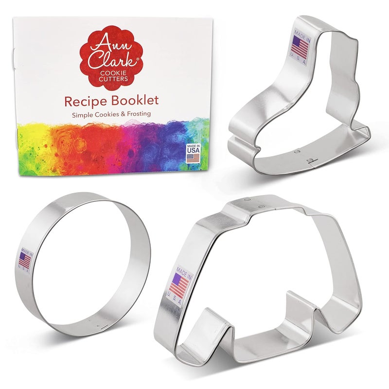 Ann Clark Cookie Cutters Ann Clark Cookie Cutters 3 Piece Ice Hockey Set with Recipe Booklet Jersey Hockey Skate and Puck  - Image 3