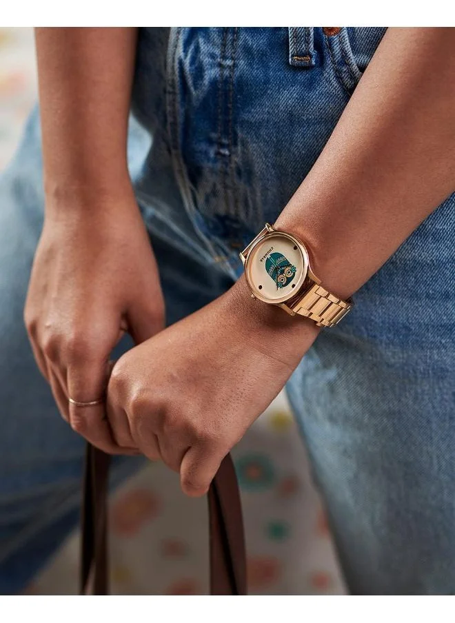 Chumbak Vintage Owl Watch, Metal link Strap