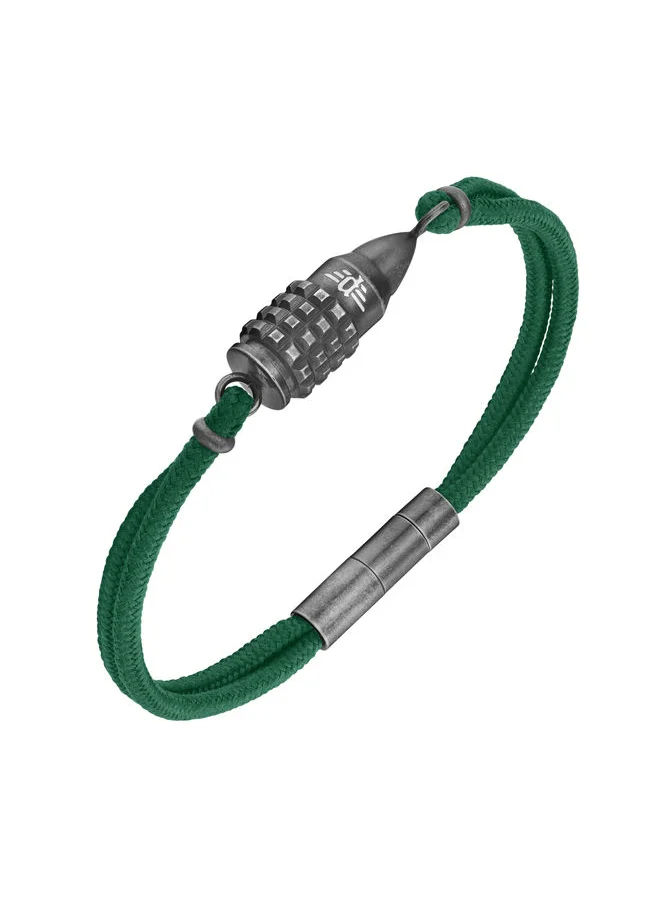 بوليس POLICE Showpiece Bracelet for Men Antique Stainless Steel with Green Cord - PEAGB0005603