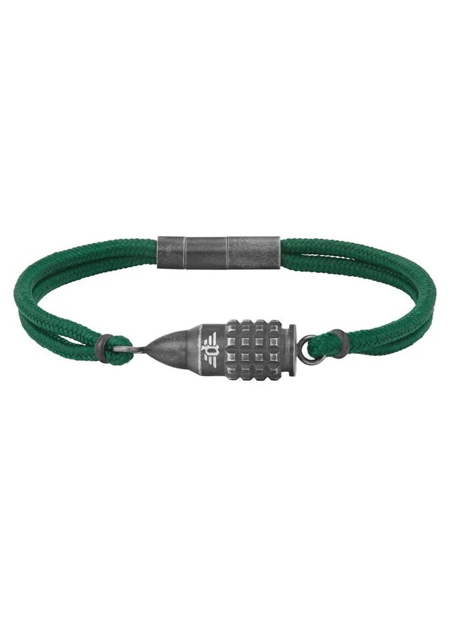 بوليس POLICE Showpiece Bracelet for Men Antique Stainless Steel with Green Cord - PEAGB0005603