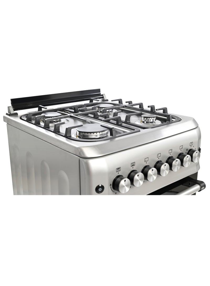 TORNADO Tornado 50x55cm Freestanding Cooker, Full Gas Cooking Range with 4 Burners, Automatic Ignition & full Safety, Cast Iron Pan Support, Stainless Steel Finish, Separate Knob, Turkey, 5T40BBS2W01AE  - Image 2