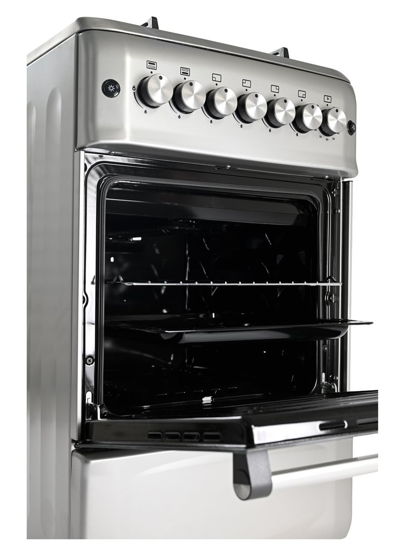 TORNADO Tornado 50x55cm Freestanding Cooker, Full Gas Cooking Range with 4 Burners, Automatic Ignition & full Safety, Cast Iron Pan Support, Stainless Steel Finish, Separate Knob, Turkey, 5T40BBS2W01AE  - Image 4