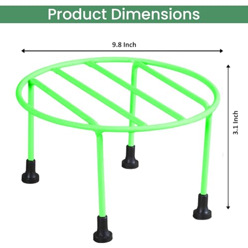 ORILEY Plant Round Stand Galvanised Metal Flower Pot Holder Gamla Support Corner Rack Outdoor Display Shelf for Home Garden Balcony Decoration - (Pack of 2, Green) - Image 3