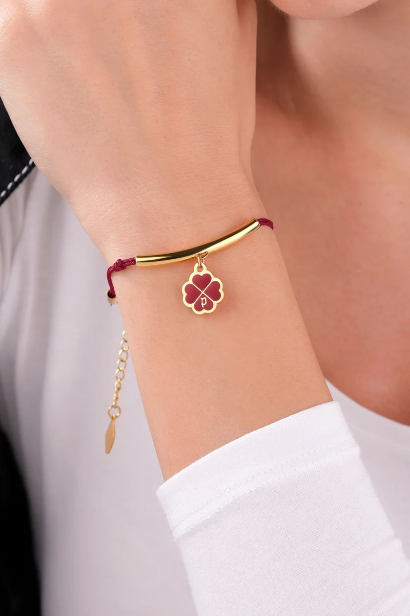 بوليس Flora Gold Plated Ladies Bracelet With Clover Charms, 170+35mm