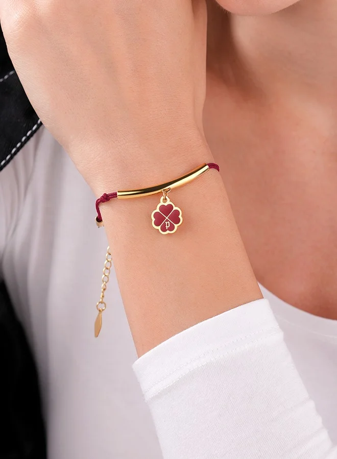بوليس Flora Gold Plated Ladies Bracelet With Clover Charms, 170+35mm