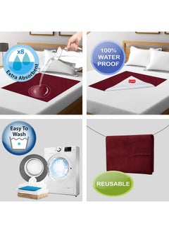 Luvlap Instadry Anti-Piling Fleece Extra Absorbent Quick Dry Sheet For Baby, Baby Bed Protector, Waterproof Baby Sheet, Small Size 70X100Cm, Pack Of 2, Maroon & Navy Blue  - Image 3