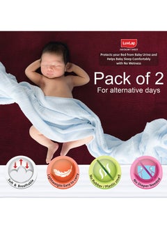 Luvlap Instadry Anti-Piling Fleece Extra Absorbent Quick Dry Sheet For Baby, Baby Bed Protector, Waterproof Baby Sheet, Small Size 70X100Cm, Pack Of 2, Maroon & Navy Blue  - Image 2