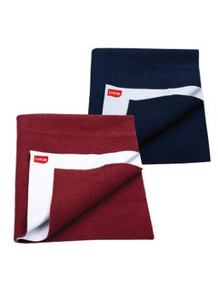 Luvlap Instadry Anti-Piling Fleece Extra Absorbent Quick Dry Sheet For Baby, Baby Bed Protector, Waterproof Baby Sheet, Small Size 70X100Cm, Pack Of 2, Maroon & Navy Blue  - Image 1