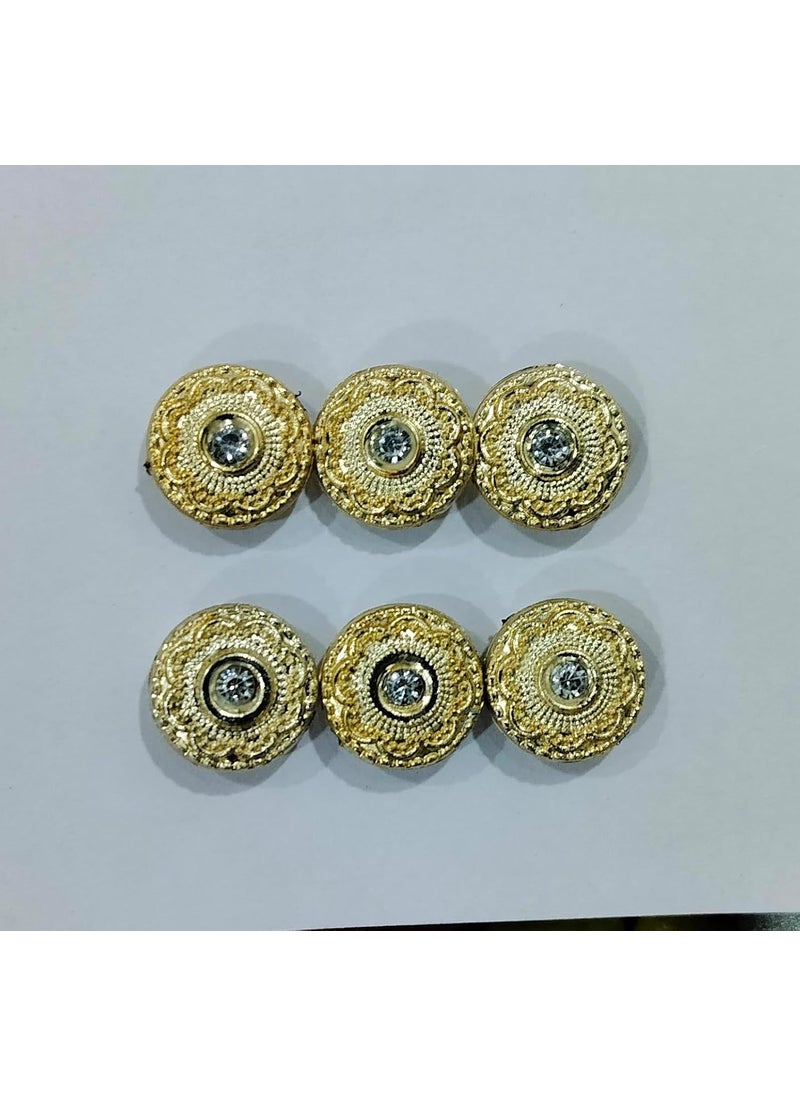 RD creator zone - RD creator zone 1 inch Plastic Button Designer Buttons 24 Pieces Beautiful Round Fancy Button for Coats Shirt Blazers Kurtis and All Types of Clothes Pack of 1 Gold - Image 1