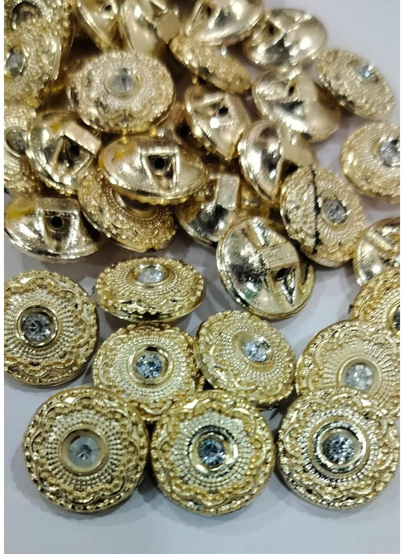 RD creator zone - RD creator zone 1 inch Plastic Button Designer Buttons 24 Pieces Beautiful Round Fancy Button for Coats Shirt Blazers Kurtis and All Types of Clothes Pack of 1 Gold - Image 1