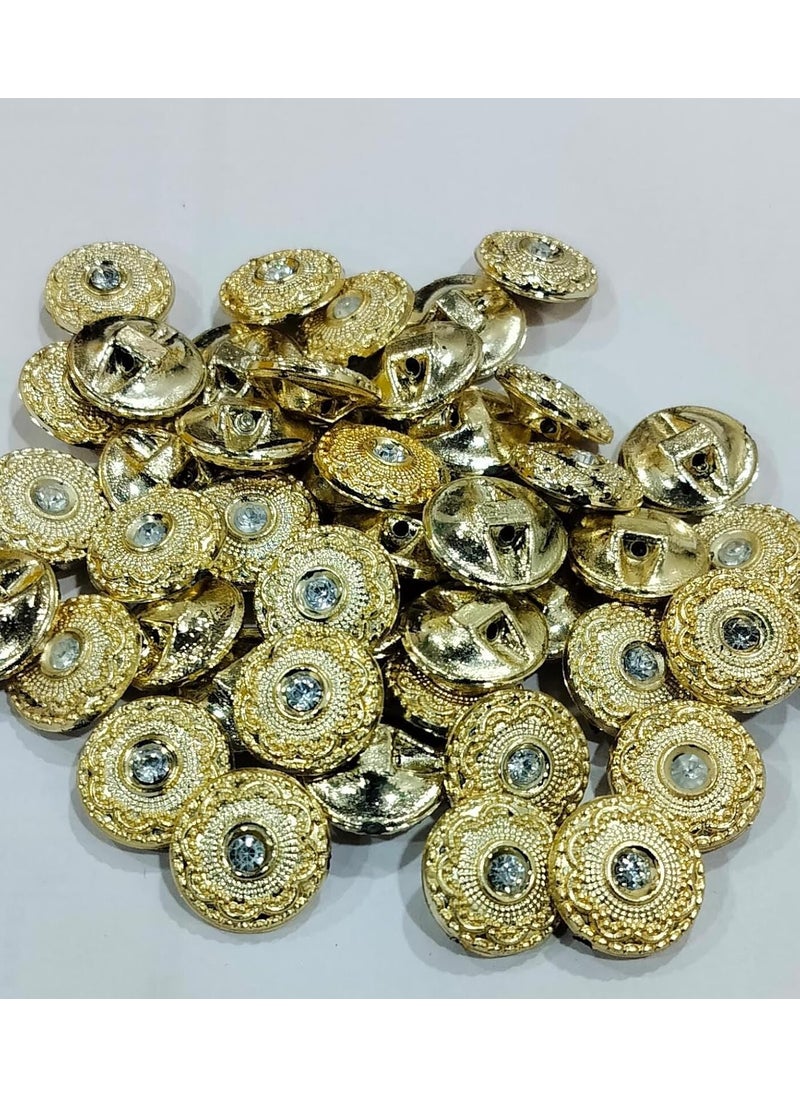 RD creator zone - RD creator zone 1 inch Plastic Button Designer Buttons 24 Pieces Beautiful Round Fancy Button for Coats Shirt Blazers Kurtis and All Types of Clothes Pack of 1 Gold - Image 1
