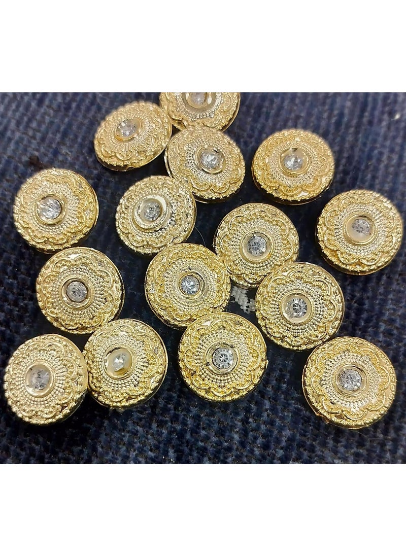 RD creator zone - RD creator zone 1 inch Plastic Button Designer Buttons 24 Pieces Beautiful Round Fancy Button for Coats Shirt Blazers Kurtis and All Types of Clothes Pack of 1 Gold - Image 1