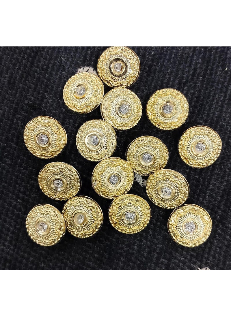 RD creator zone - RD creator zone 1 inch Plastic Button Designer Buttons 24 Pieces Beautiful Round Fancy Button for Coats Shirt Blazers Kurtis and All Types of Clothes Pack of 1 Gold - Image 1