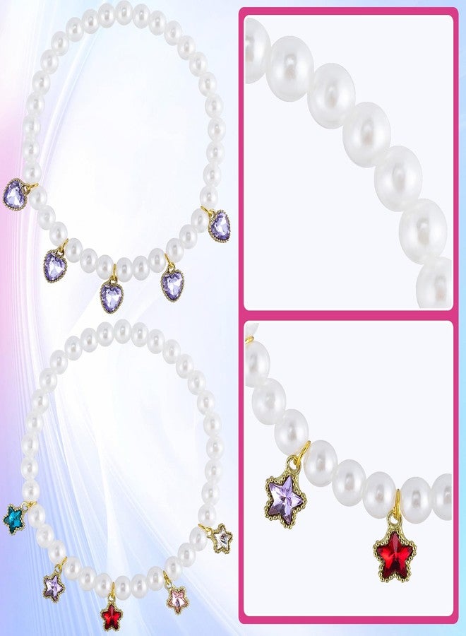 Mxxipp 2pcs Cat Pearl Collar with Heart Pendant, Cute Pearl Pet Necklace in Small with Colorful Star Pendants, Adjustable Wedding Party Small Dog Jewelry Accessories for Puppy Kitten- Purple - Image 4
