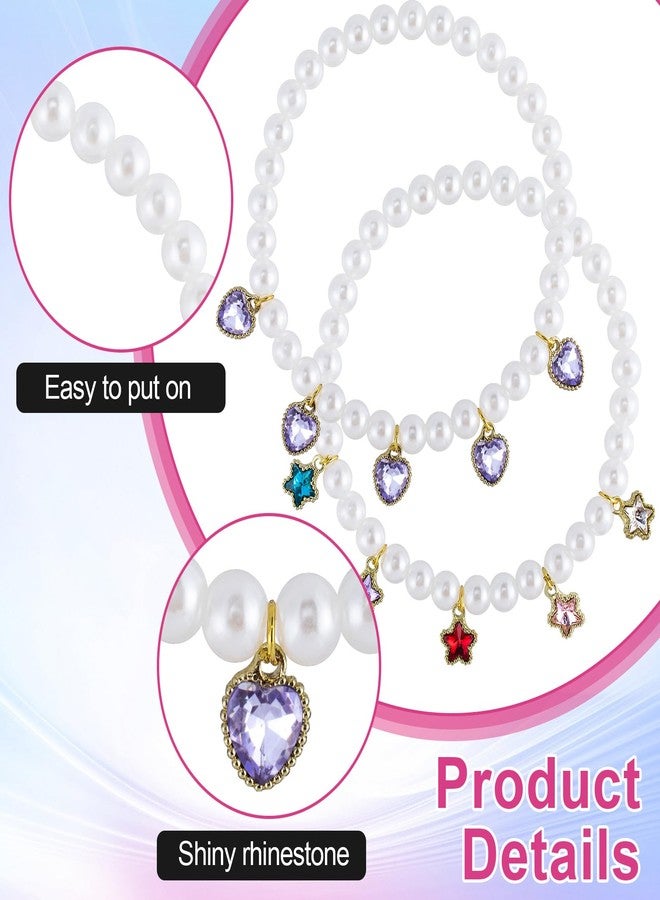 Mxxipp 2pcs Cat Pearl Collar with Heart Pendant, Cute Pearl Pet Necklace in Small with Colorful Star Pendants, Adjustable Wedding Party Small Dog Jewelry Accessories for Puppy Kitten- Purple - Image 3