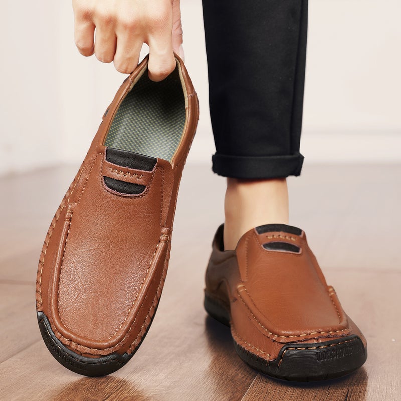 Plus Size Men'S Shoes Handmade Genuine Leather Loafers Men'S Slip-On Soft Bottom Loafers Size 48 - Image 4