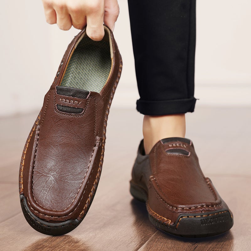 Plus Size Men'S Shoes Handmade Genuine Leather Loafers Men'S Slip-On Soft Bottom Loafers Size 48 - Image 2