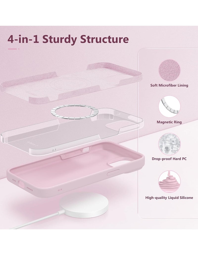 Raxoom ELTRAZONE 5-in-1 iPhone 15 Case – Magnetic, MagSafe-Compatible with 2x Screen Protectors & Camera Lens Protectors, Slim Skin-Like Silicone, 6.1" Pastel Pink - Image 3