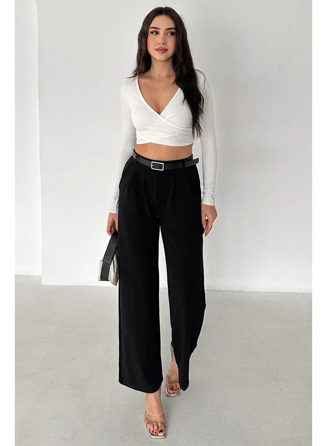 Noa Noa Women's Pleated Wide-Leg Pants – Black Flow.