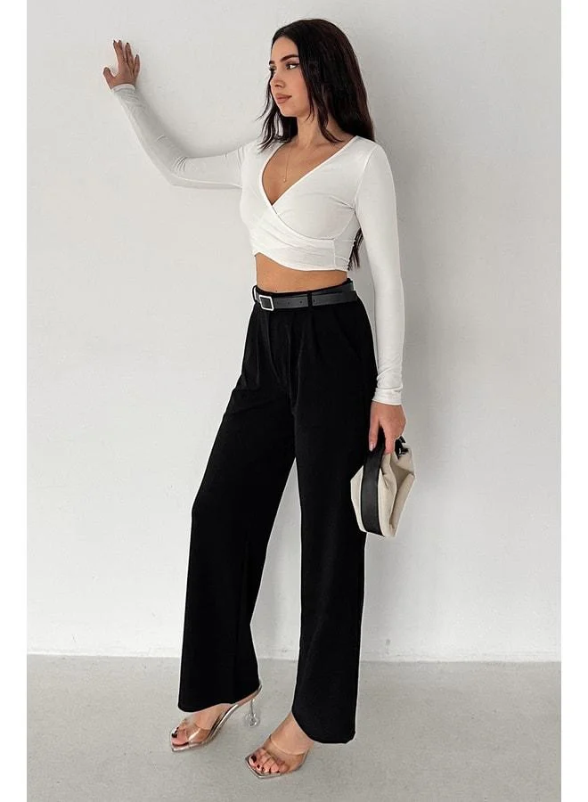 Noa Noa Women's Pleated Wide-Leg Pants – Black Flow.
