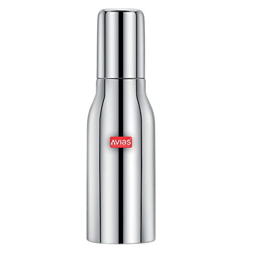 AVIAS Ezee Stainless Steel 1 Litres Easy Flow Stainless Steel Oil Dispenser Bottle with Cap | Air-Tight Spill-Proof | Food Grade Pourer Drizzler 1000ml Oil Can Container1000ml - Image 1