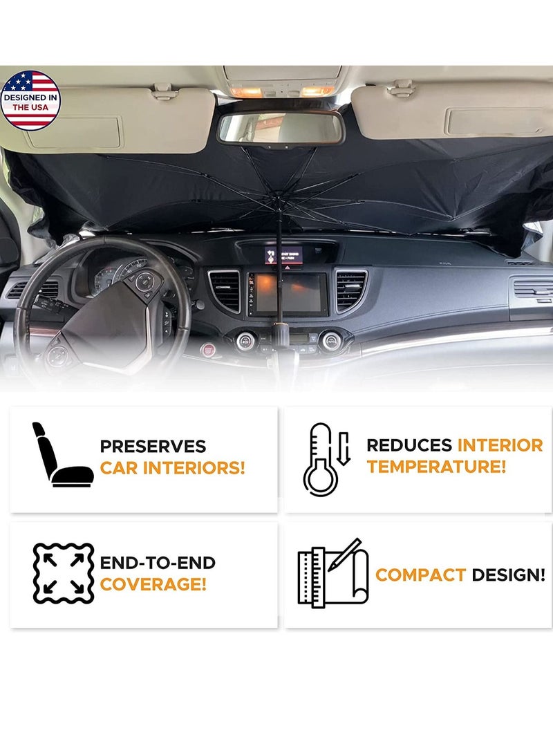 ELTRAZONE Car Windshield Sunshade | Foldable Reflector Umbrella Sunshade for Cars, Blocks UV Rays Sun Visor Protector Sunshade to Keep Your Vehicle Cool and Damage Free  - Image 2