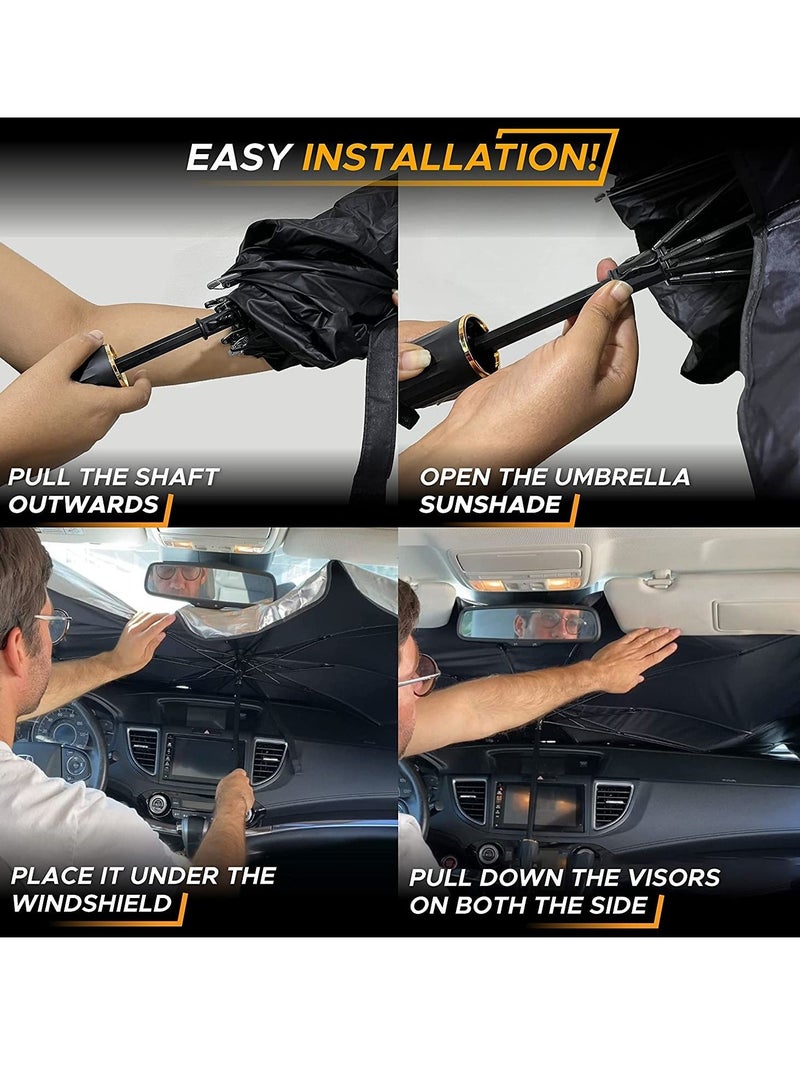 ELTRAZONE Car Windshield Sunshade | Foldable Reflector Umbrella Sunshade for Cars, Blocks UV Rays Sun Visor Protector Sunshade to Keep Your Vehicle Cool and Damage Free  - Image 5