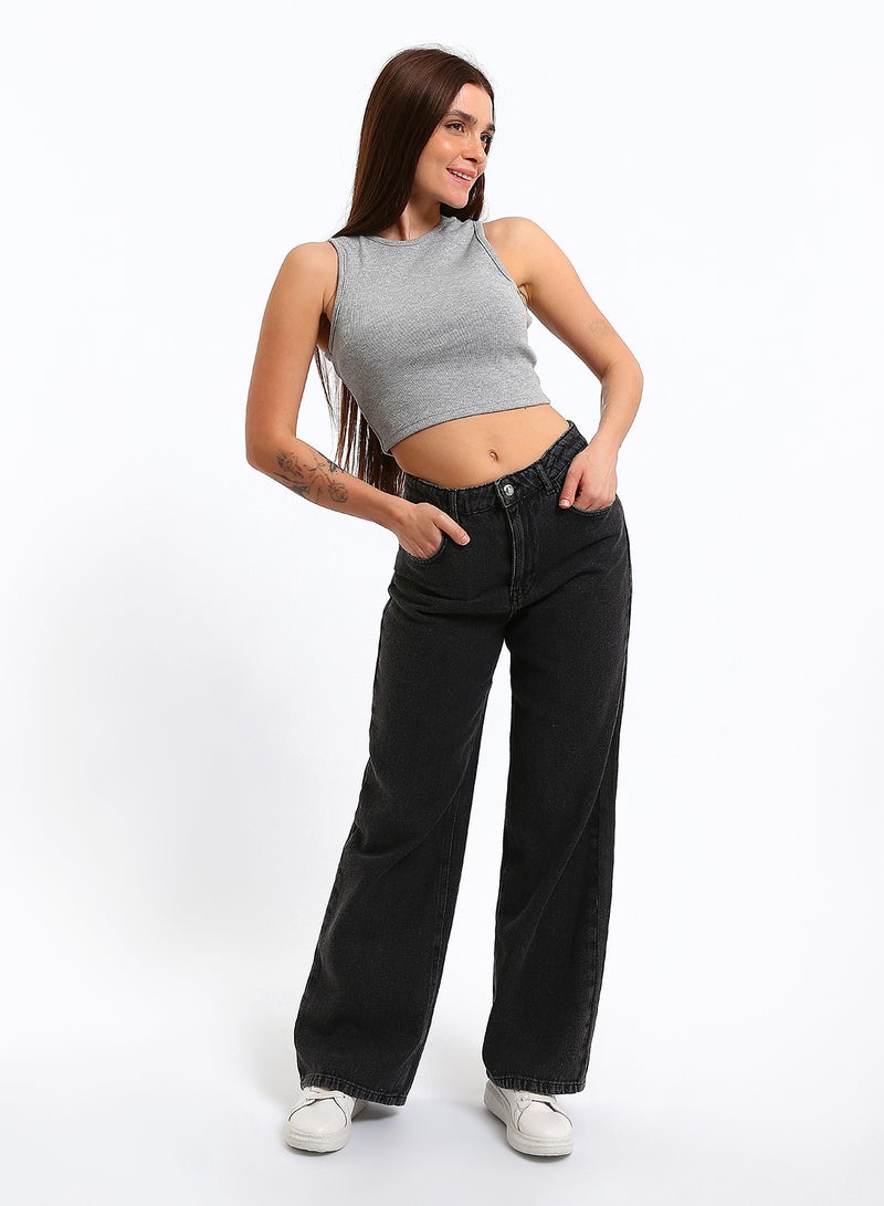 LC WAIKIKI Crew Neck Textured Women's Crop Top - Image 2