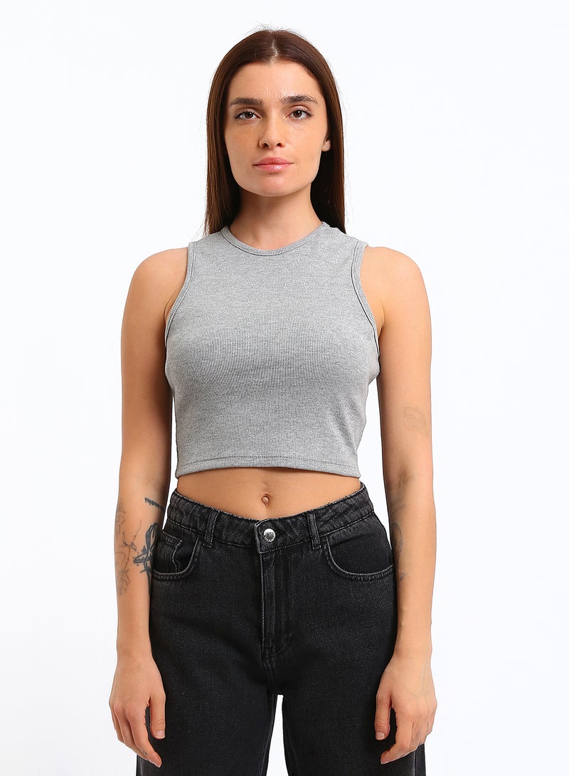 LC WAIKIKI Crew Neck Textured Women's Crop Top - Image 1