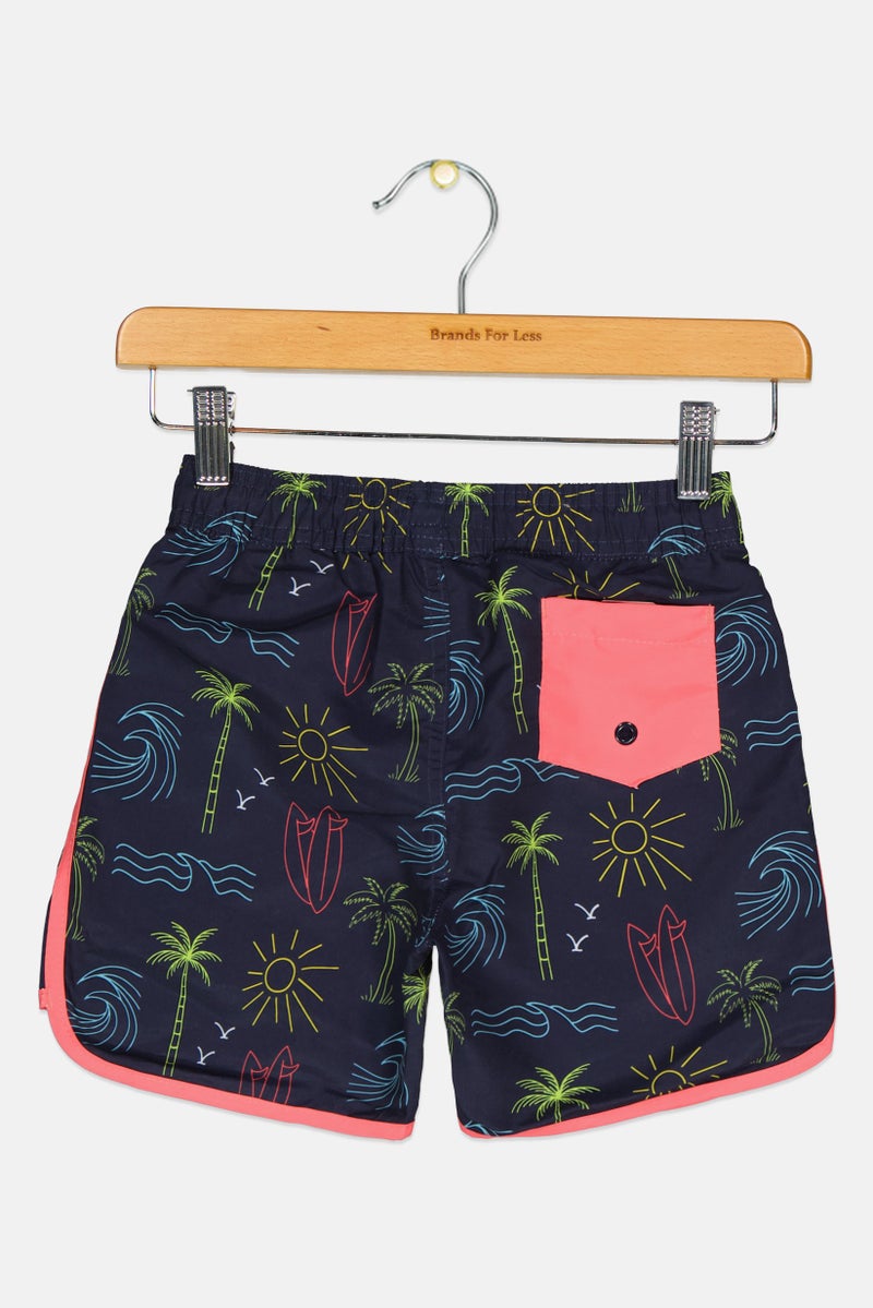 Andy & Evan Kids Boy Boy Allover Print Drawstring Swim Shorts, Multicolor - Image 2