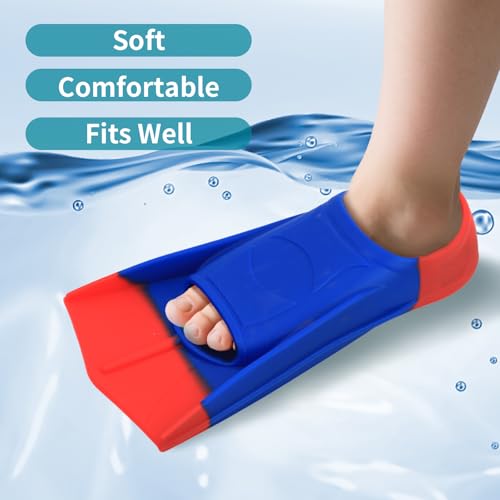 Prsca Kids Swim Fins,Short Youth Lap Swimming Flippers,Soft Silicone Training Fins for Children Girls Boys Beginners - Image 4