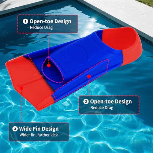 Prsca Kids Swim Fins,Short Youth Lap Swimming Flippers,Soft Silicone Training Fins for Children Girls Boys Beginners - Image 5