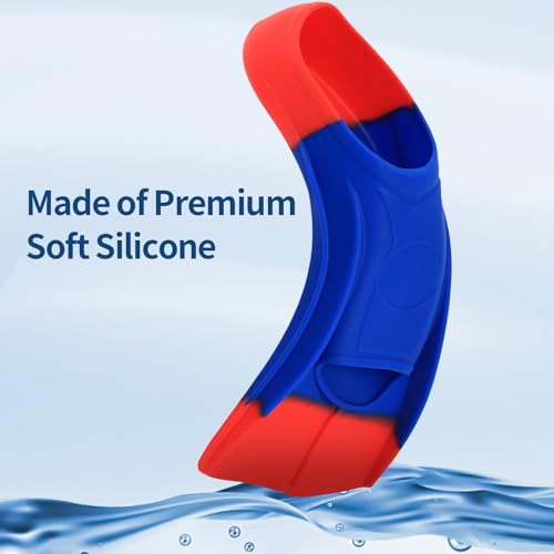 Prsca Kids Swim Fins,Short Youth Lap Swimming Flippers,Soft Silicone Training Fins for Children Girls Boys Beginners - Image 3